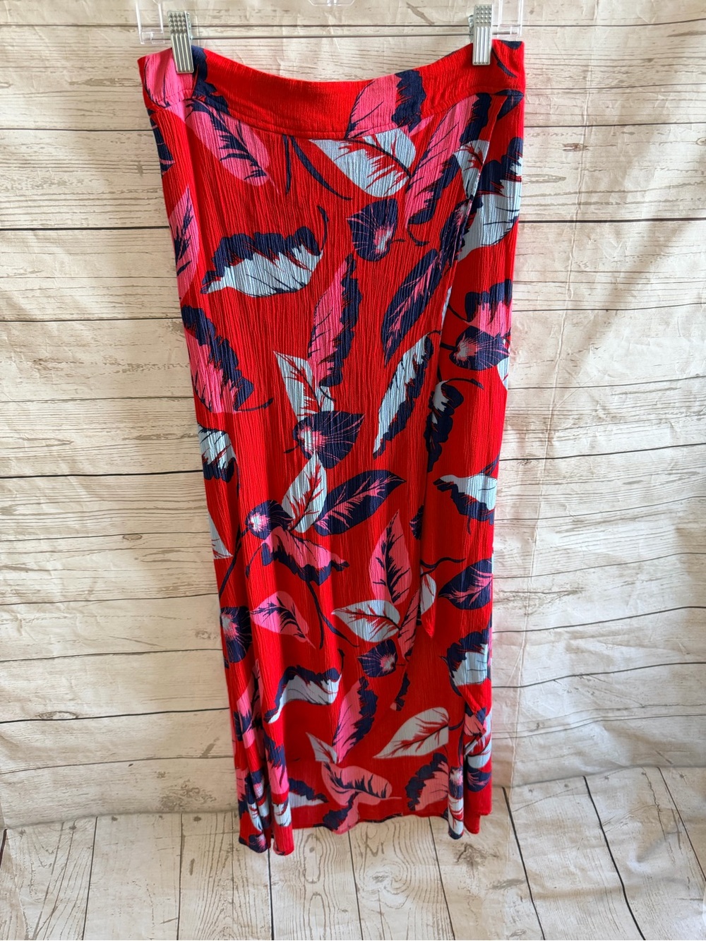 Express Red Floral Feather Print Maxi Skirt